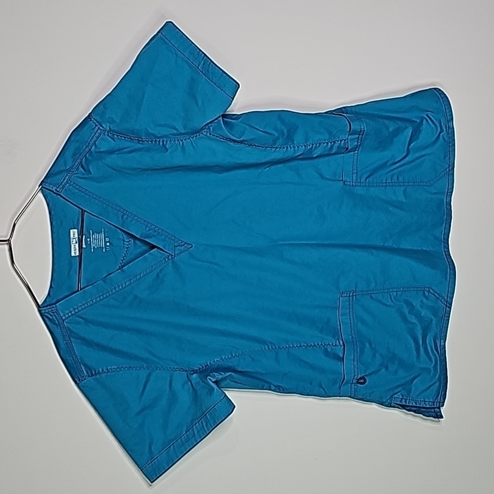 Health Pro large blue short sleeve scrub top